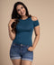 Cold Shoulder Teal Blue Tshirt